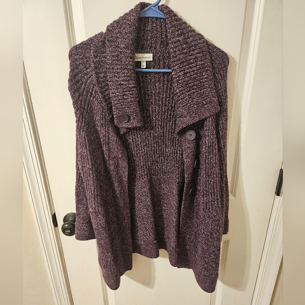 Purple Knit Cardigan Sweater